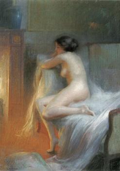 德爾菲恩 恩霍拉斯 A Nude Reclining By The Fire